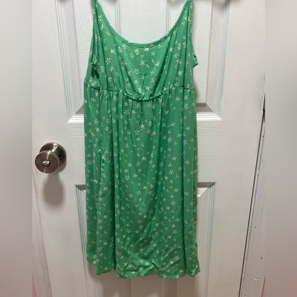 Green Floral Sleeveless Dress